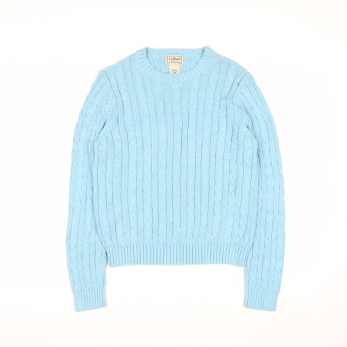 L.L.Bean Women's Blue Cable-Knit Cotton Jumper Size S Regular