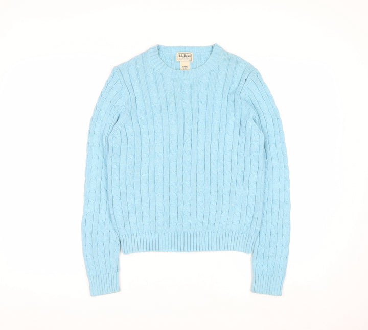 L.L.Bean Women's Blue Cable-Knit Cotton Jumper Size S Regular