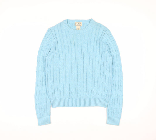 L.L.Bean Women's Blue Cable-Knit Cotton Jumper Size S Regular