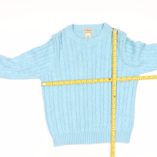 L.L.Bean Women's Blue Cable-Knit Cotton Jumper Size S Regular