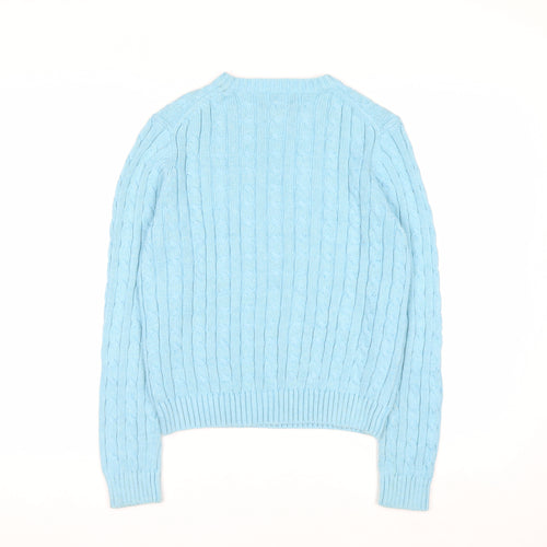 L.L.Bean Women's Blue Cable-Knit Cotton Jumper Size S Regular