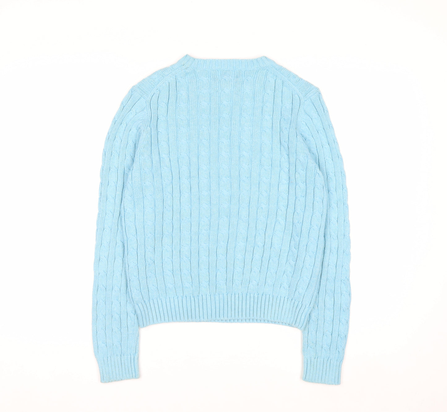 L.L.Bean Women's Blue Cable-Knit Cotton Jumper Size S Regular