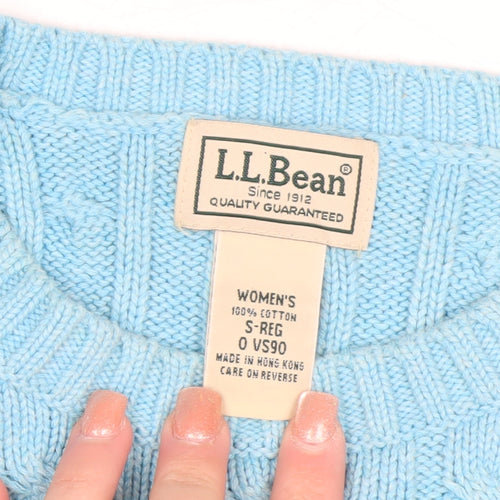 L.L.Bean Women's Blue Cable-Knit Cotton Jumper Size S Regular