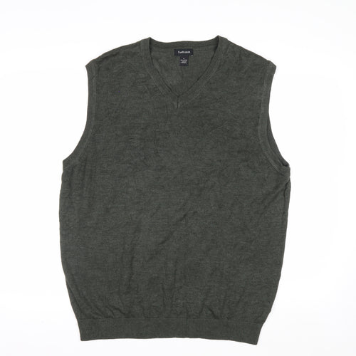 Van Heusen Men's Green V-Neck Sleeveless Vest Jumper Size L