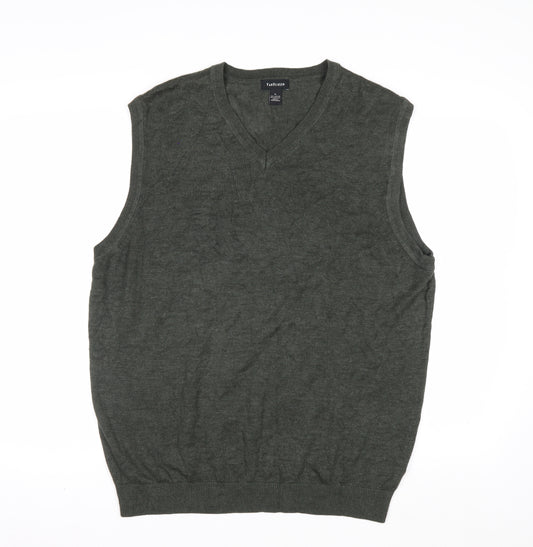Van Heusen Men's Green V-Neck Sleeveless Vest Jumper Size L