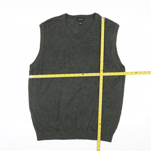 Van Heusen Men's Green V-Neck Sleeveless Vest Jumper Size L