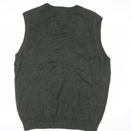 Van Heusen Men's Green V-Neck Sleeveless Vest Jumper Size L