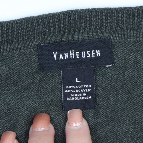 Van Heusen Men's Green V-Neck Sleeveless Vest Jumper Size L