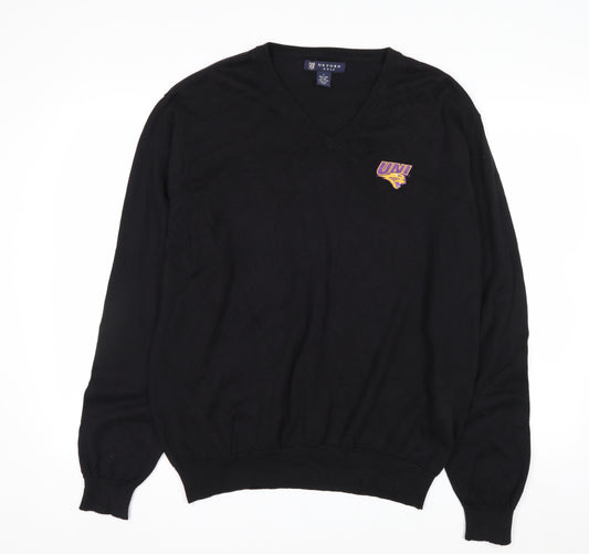 Oxford Golf Men's Black Cotton V-Neck Pullover Jumper L