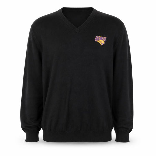 Front view of Oxford Golf Men's Black Cotton V-Neck jumper L