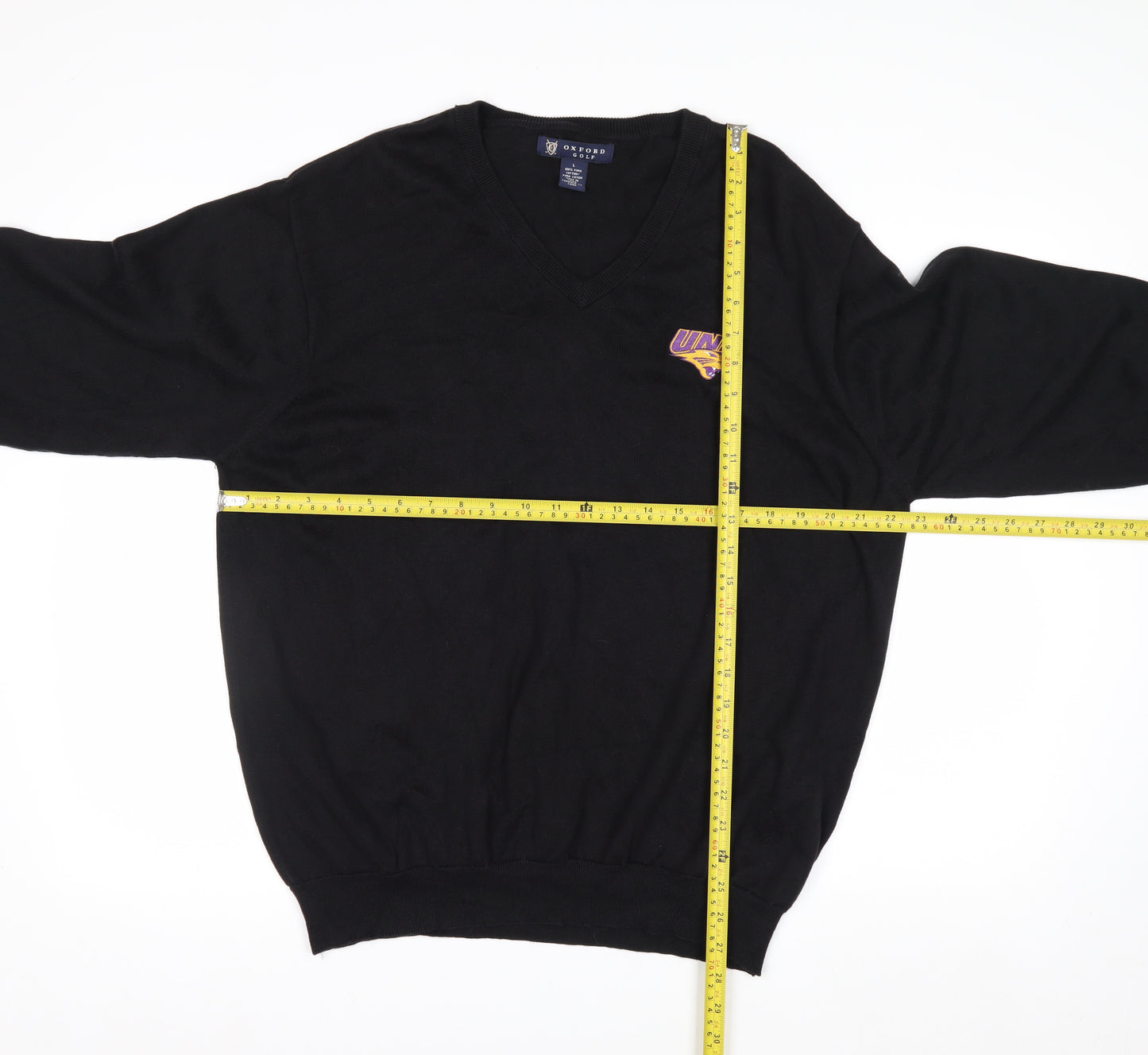 Oxford Golf Men's Black Cotton V-Neck Pullover Jumper L