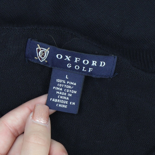 Oxford Golf Men's Black Cotton V-Neck Pullover Jumper L