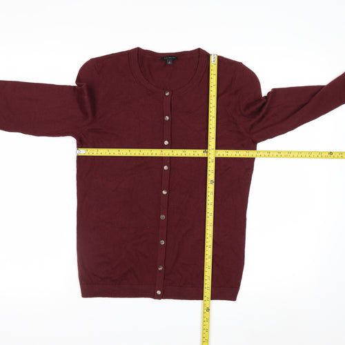Talbots Women Red Small Cotton Cashmere Cardigan Jumper