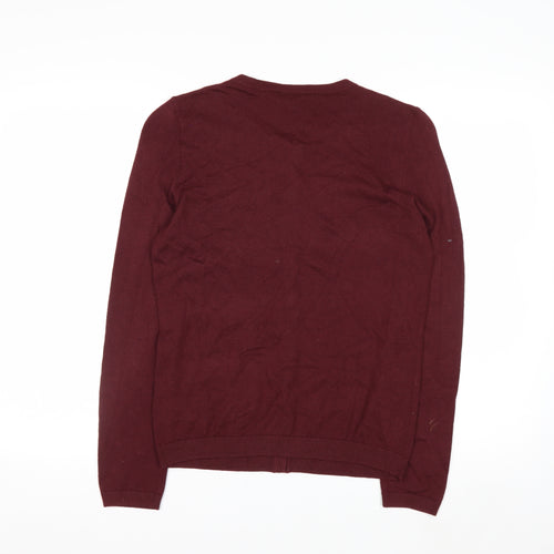 Talbots Women Red Small Cotton Cashmere Cardigan Jumper