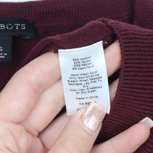Talbots Women Red Small Cotton Cashmere Cardigan Jumper