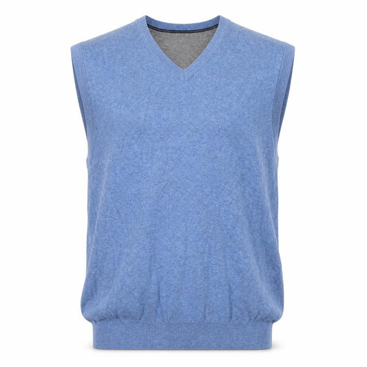 Front view of Black Brown 1826 Men's Blue V-Neck Sleeveless Knit Vest M