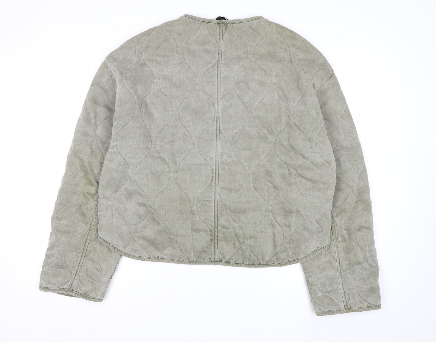 Zara Women Green Quilted Cotton Short Jacket Size 12