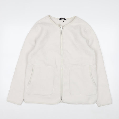 Marks and Spencer Women's White Fleece Zip Jacket Size M