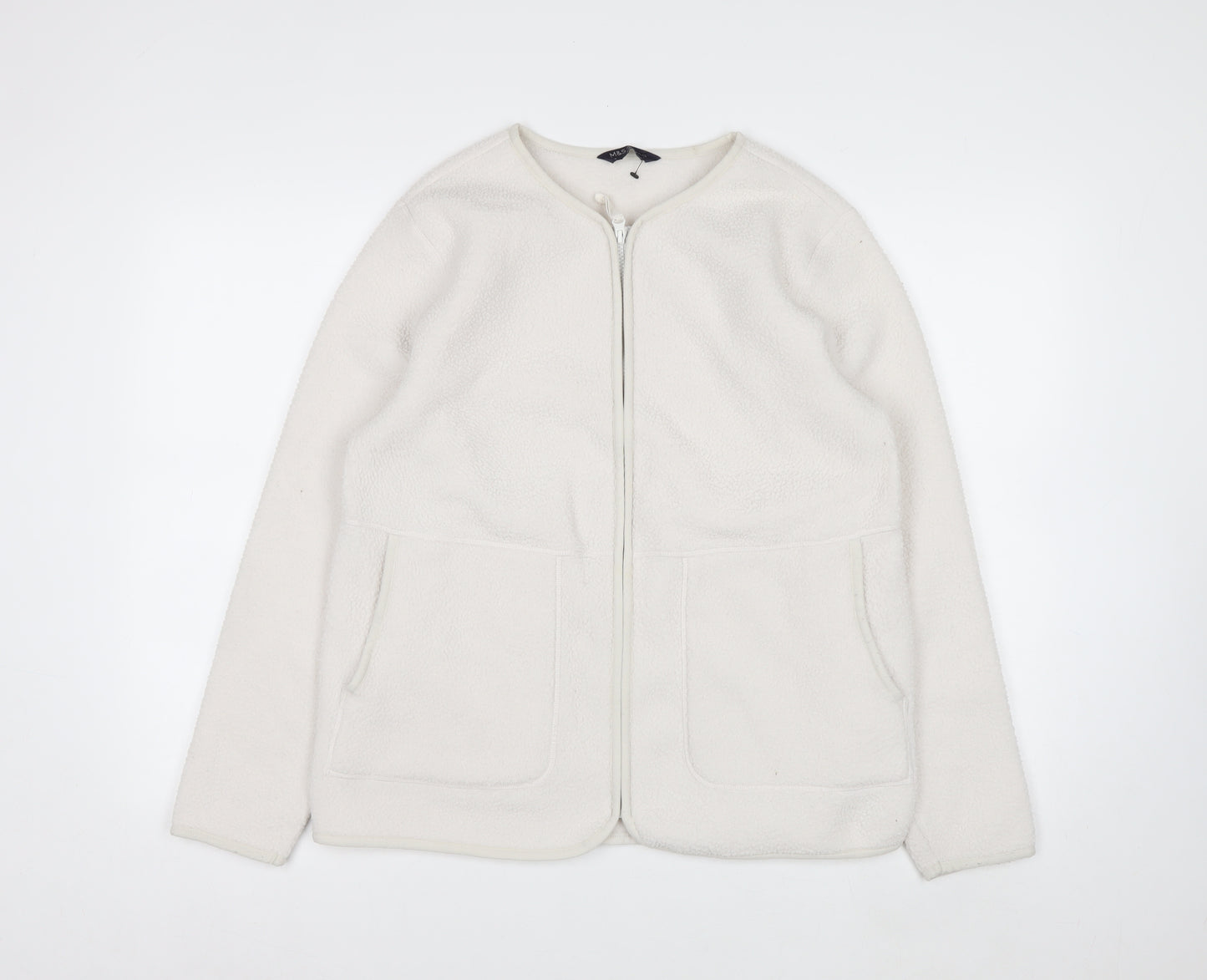 Marks and Spencer Women's White Fleece Zip Jacket Size M