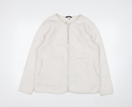 Marks and Spencer Women's White Fleece Zip Jacket Size M
