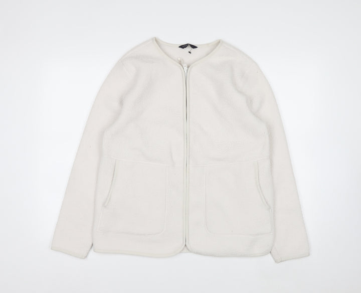 Marks and Spencer Women's White Fleece Zip Jacket Size M