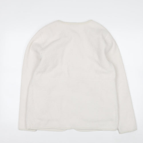 Marks and Spencer Women's White Fleece Zip Jacket Size M
