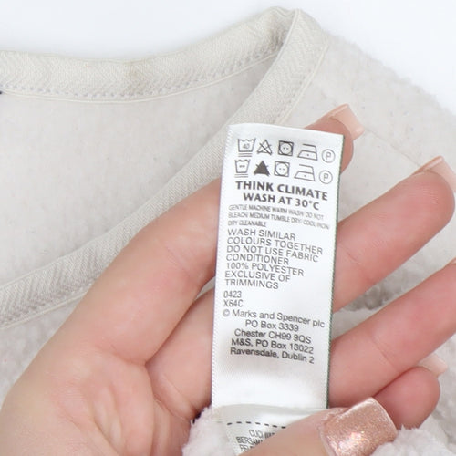 Marks and Spencer Women's White Fleece Zip Jacket Size M