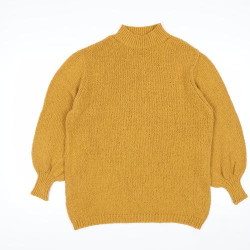 Mango Committed Women Mustard Yellow XS Knit Mock Neck Jumper