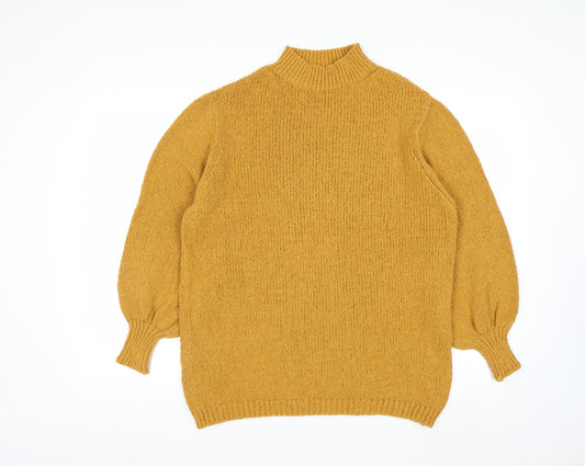 Mango Committed Women Mustard Yellow XS Knit Mock Neck Jumper