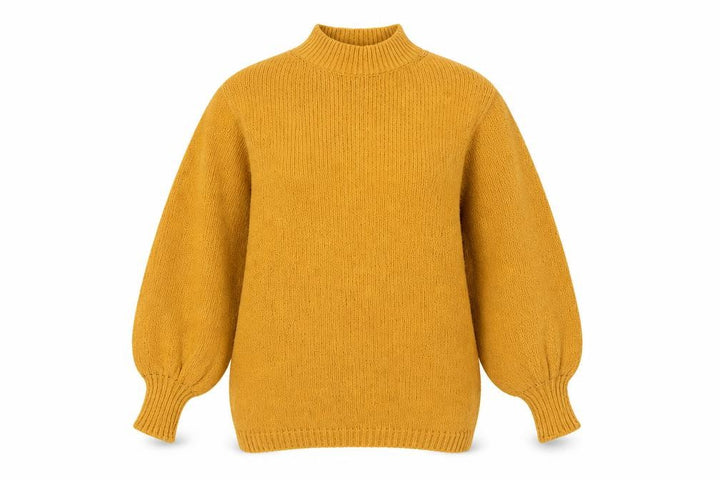Mango Committed Women Mustard Yellow XS Knit Mock Neck Jumper