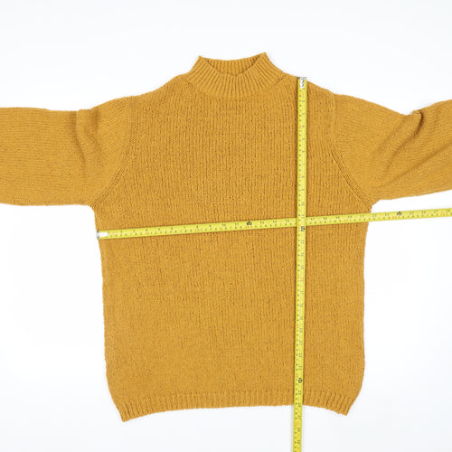Mango Committed Women Mustard Yellow XS Knit Mock Neck Jumper