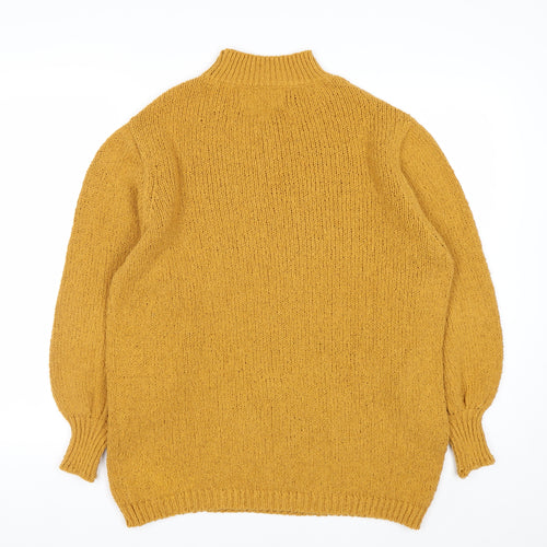 Mango Committed Women Mustard Yellow XS Knit Mock Neck Jumper