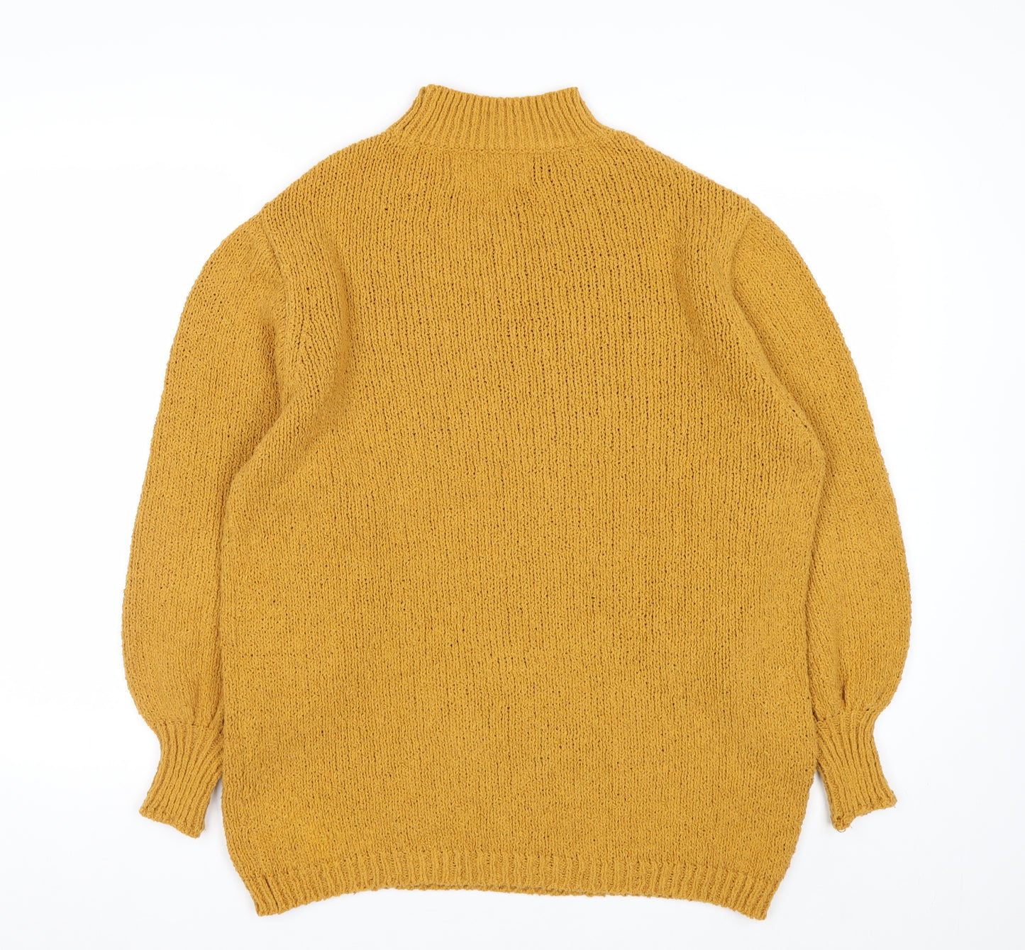 Mango Committed Women Mustard Yellow XS Knit Mock Neck Jumper