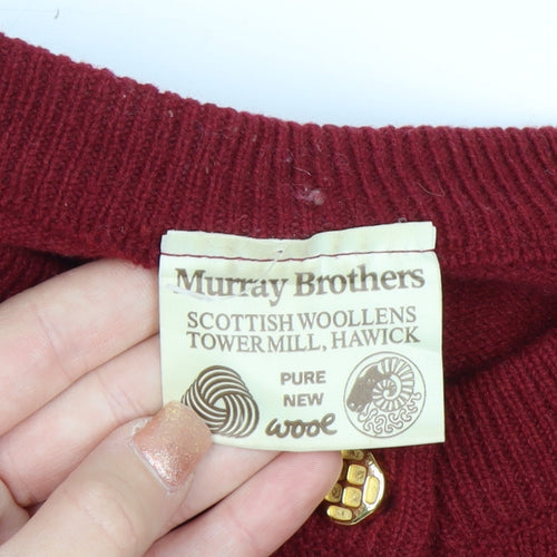 Murray Brothers Womens Red Pure Wool Crew Neck Cardigan L
