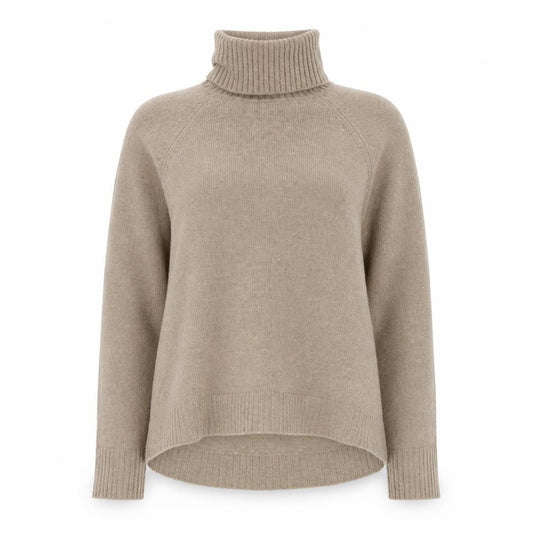 Front view of J.Crew Women Beige XS Roll Neck Wool Alpaca Knit Jumper
