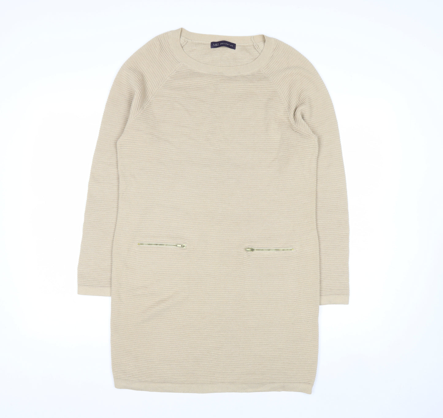 Marks and Spencer Women Beige Knit Jumper Dress Size 10