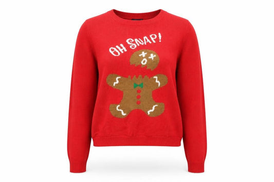 Front view of Vintage women’s red xs christmas gingerbread jumper