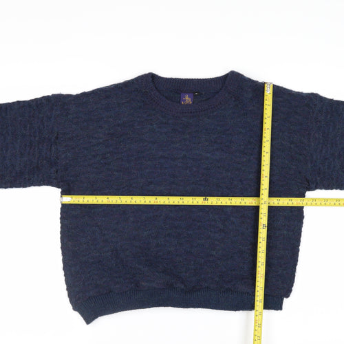 Beyond Retro Women's Blue Wool Blend Crew Neck Jumper M