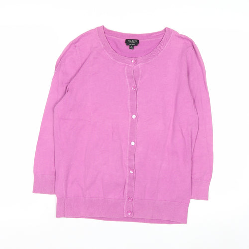 Talbots Women Pink Crew Neck Cotton Cardigan Size S