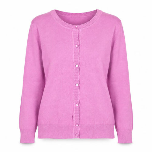 Talbots Women Pink Crew Neck Cotton Cardigan Size S