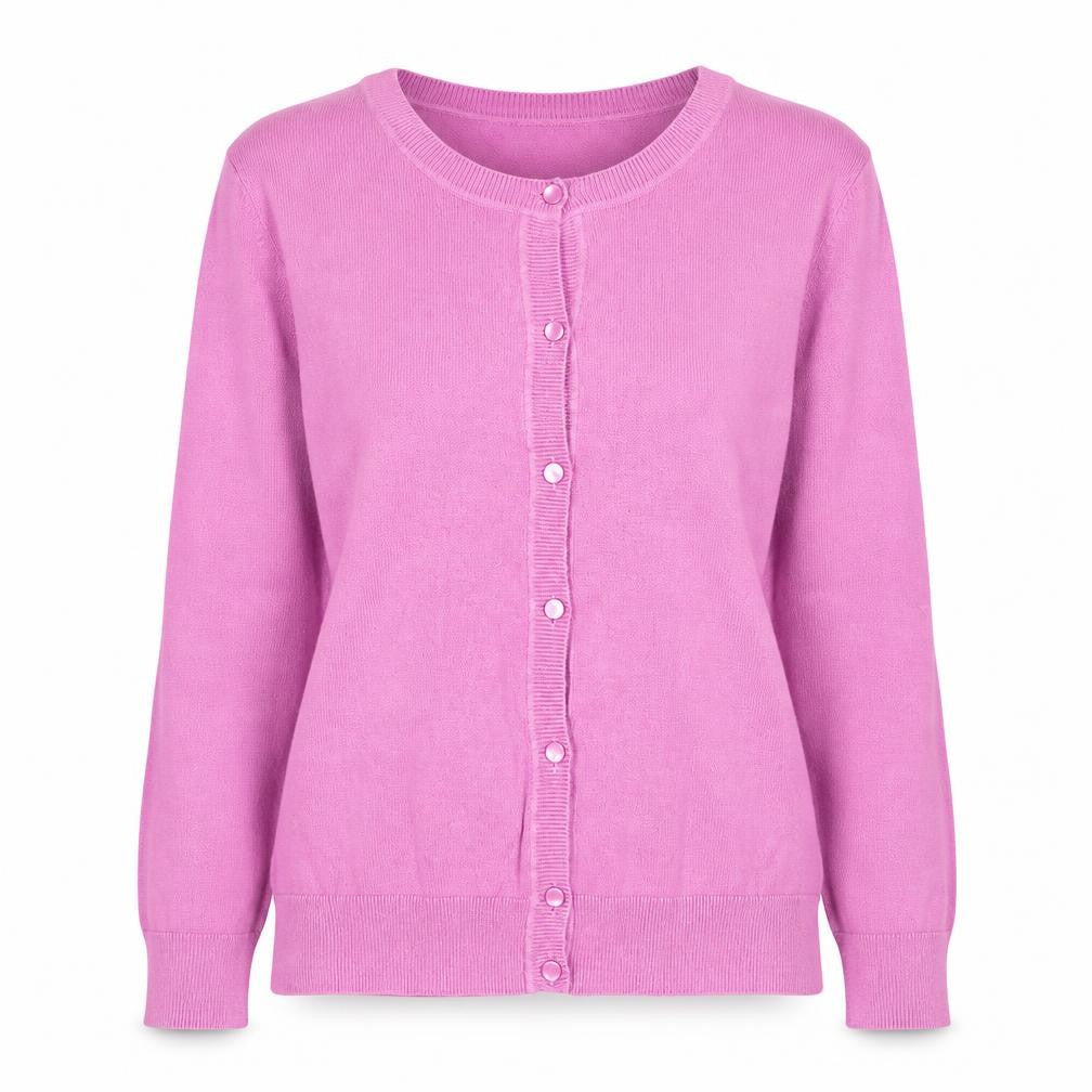 Talbots Women Pink Crew Neck Cotton Cardigan Size S