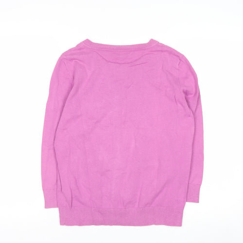 Talbots Women Pink Crew Neck Cotton Cardigan Size S