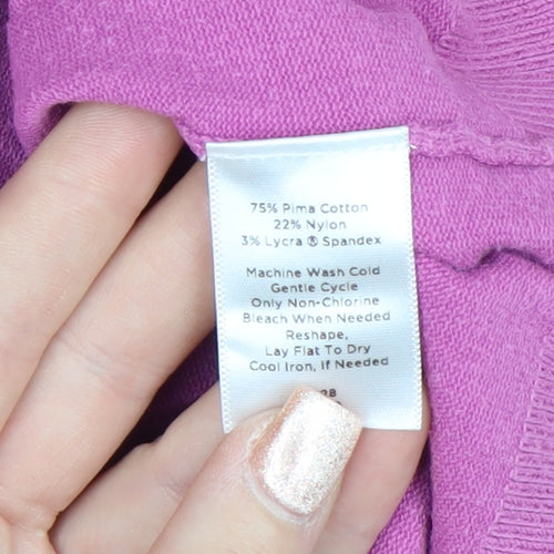 Talbots Women Pink Crew Neck Cotton Cardigan Size S