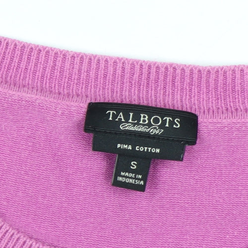 Talbots Women Pink Crew Neck Cotton Cardigan Size S