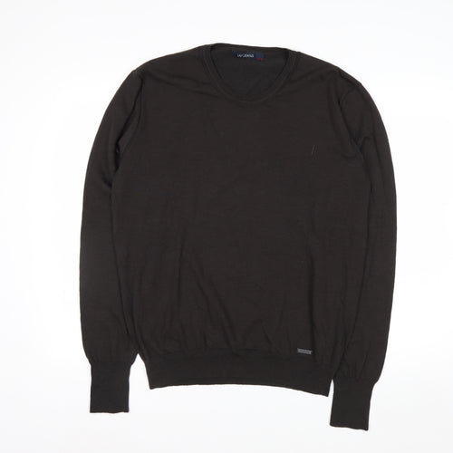 Liu Jo Mens Black Wool Blend Crew Neck Pullover Jumper 2XL
