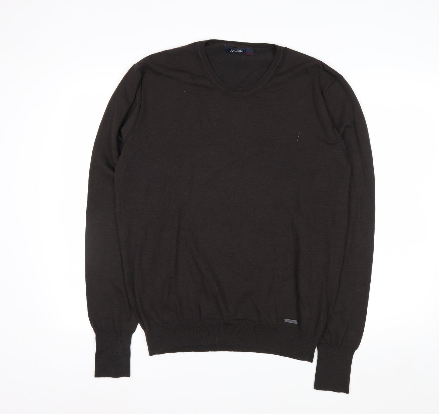 Liu Jo Mens Black Wool Blend Crew Neck Pullover Jumper 2XL