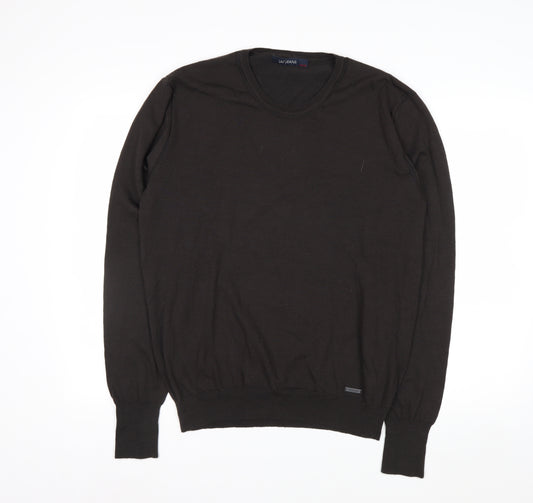 Liu Jo Mens Black Wool Blend Crew Neck Pullover Jumper 2XL