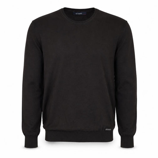 Front view of Liu Jo men’s black wool blend crew neck jumper 2xl