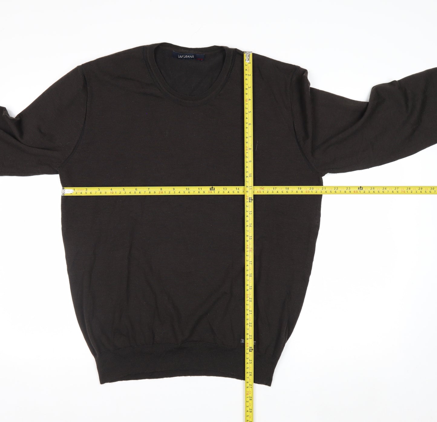 Liu Jo Mens Black Wool Blend Crew Neck Pullover Jumper 2XL