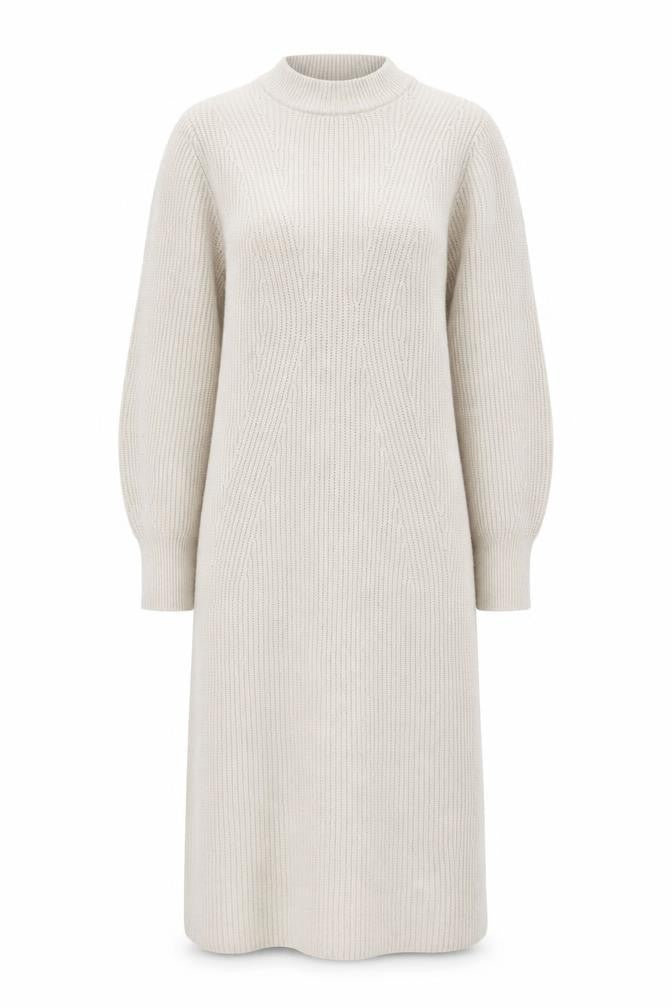 H&M Women Beige Knit Jumper Dress Size S Long Sleeve Crew Neck